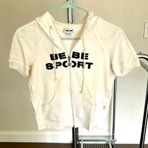 BeBe short sleeve top, crop top. hoodie with zipper.